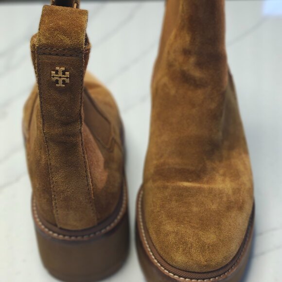 Tory Burch Suede Chelsea Boots – Black & Camel (Like New!) - Picture 3 of 8